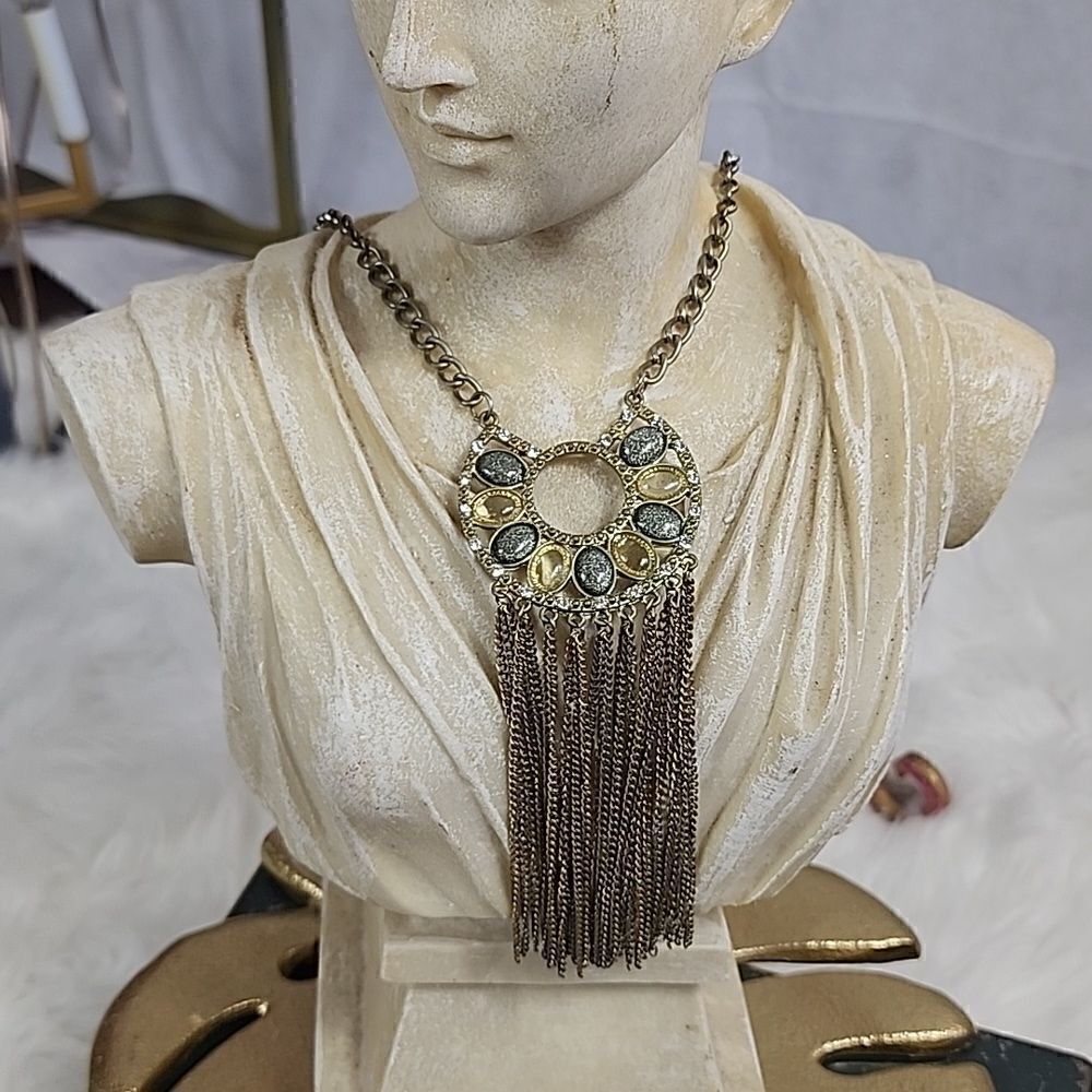 18" Fringed Metal Chain Necklace